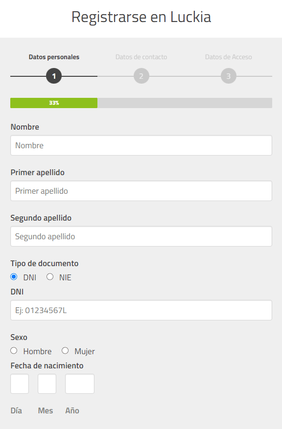 Pasos para registrarte en la plataforma Luckia